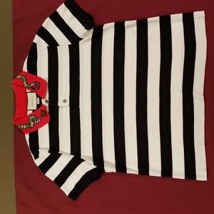 COPY - Gucci Black and White Stripe Snake and Bee Polo Size Medium